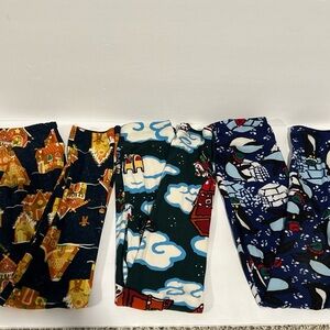 LuLaRoe Kids L/XL Christmas leggings- Lot Of 3!  Gingerbread House, Penguins!